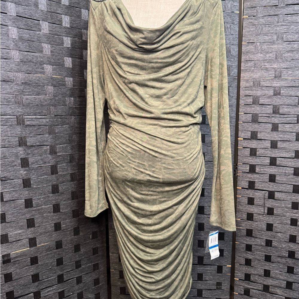 INC International Concepts Olive Long Sleeve Dress